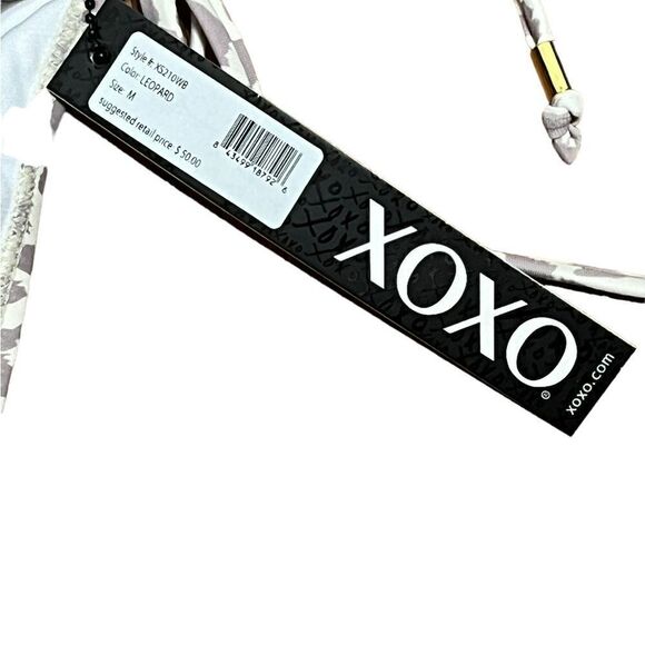 XOXO Women’s Gray And Cream Cheetah Print String Bikini Bottoms, Size M, NWT - Picture 3 of 5